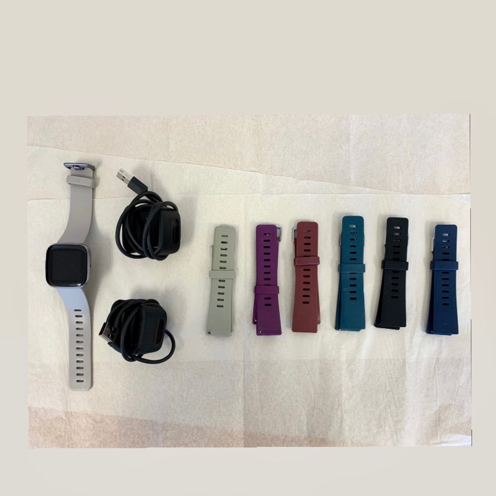 Fitbit Versa 2 with 2 chargers and 6 extra bands